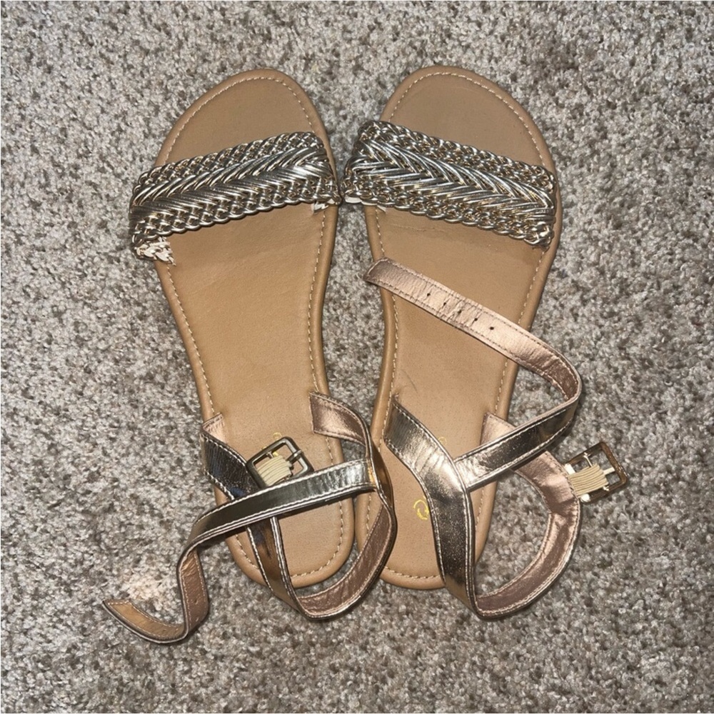 Braided Rose Gold Sandals Qupid